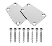 Zerodeko Placa de Mástil Metálica Plateada con Tornillos para Guitarra Eléctrica, Kit de Refuerzo Trapezoidal 2 Sets, Accesorio Duradero para Reparación y Mantenimiento de Instrumentos