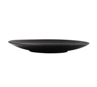 Zerodeko Plato de Cerámica Negro Diseño de Rayas, Estilo Japonés, Fácil de Limpiar Fina Elaboración, Adecuado para Servir Bistec y Pasta en Cenas