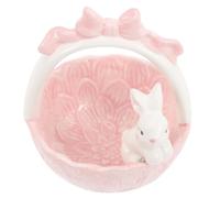 Zerodeko Plato De Dulces De Pascua Cesta De Conejo De Cerámica Conejo Tazón Decoración Porcelana Estatua De Conejo Con Cesta Huevo De Pascua Titular Para Fruta Favor De Fiesta De Pascua