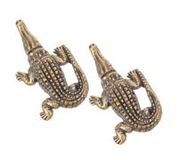 Zerodeko Pomos de Latón Retro para Gabinetes 2 Piezas, Tiradores Vintage Diseño de Cocodrilo, Mini Manijas Metálicas para Muebles de Armario y Tocador, Herrajes para Cocina y Baño