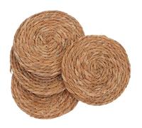 Zerodeko Posavasos de Ratán Tejidos a Mano 12 Cm Redondos 4 Piezas Salvamanteles Antideslizantes Ecológicos para Tazas y Juegos de Té, Manteles Individuales Resistentes al Calor para