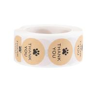 Zerodeko Rollo de 500 Pegatinas de Papel Kraft Huella de Perro Negra, Etiquetas Adhesivas Decorativas para Manualidades y Álbumes de Recortes