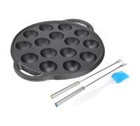 Zerodeko Sartén de Hierro Fundido Incluye 2 Tenedores y Brocha de Aceite Grueso 15 Agujeros para Caracoles Sartén Multifunción Antiadherente Utensilio de Cocina Color Aleatorio para Cocina