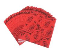 Zerodeko Servilletas Desechables de Papel Rojo Estampado de Rosas para Fiesta de San Valentín, 20 Unidades, Calidad y Diseño Único