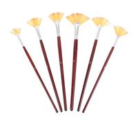 Zerodeko Set de 6 Pinceles Abanico Planos para Pintura Cerdas de Nylon y Mango de Madera, Portátiles y Fáciles de Limpiar, Ideales para Acuarela y Obsequio