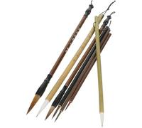 Zerodeko Set de Pinceles de Caligrafía Tradicional China 7 Piezas para Principiantes Pinceles de Tinta China de Pelo Fino para Caligrafía y Dibujo en Papel y Seda