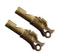 Zerodeko Silbato Deportivo de Metal Cabeza de Dragón, Fuerte Silbato de Supervivencia para Emergencia, Llavero de Latón 2 Piezas, Accesorio Portátil para Camping y Actividades al Aire