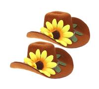 Zerodeko Sombreros Pequeños de Fieltro Marrón para Botellas de Vino, Decoración Única para Fiestas y Ambiente Navideño, Pack de 2 Piezas