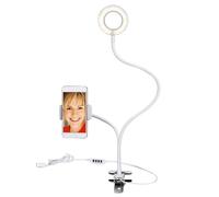 Zerodeko Soporte de Aleación de Zinc para Lámpara LED de Relleno de Belleza, Recargable por USB, Color Claro, 3 Niveles de Brillo Ajustable para Fotos, Vídeo y Maquillaje Diario