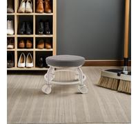 Zerodeko Taburete Giratorio con Ruedas 360° de Piel Sintética Gris Taburete bajo Redondo de 25 CM para Salón de Belleza Pedicura y Uso Profesional Asiento Cómodo y Móvil para Hogar