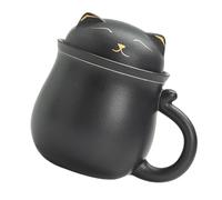 Zerodeko Taza de Cerámica con Infusor para y Bebidas para Oficina y Escuela Diseño Zen Color Negro Incluye Colador para Infusiones y Mango Ergonomico
