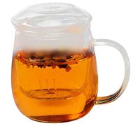 Zerodeko Taza de Té de Vidrio 550ml Filtro Incorporado y Tapa, Resistente y No se Daña, Adecuado para Hoteles y Hogar, Set de 1