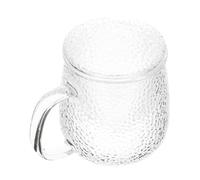 Zerodeko Taza de Té de Vidrio de Borosilicato Resistente al Calor Infusor y Tapa Texturizada de Color Claro, Juego de 3 Piezas para Infusionar Hojas Sueltas, Vaso Transparente Adecuado