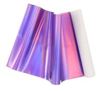Zerodeko Tela de Pu Holográfica Morada 20x120 Cm, Material Iridiscente Espejado para Manualidades, Lámina de Poliuretano Brillantina para Ropa DIY y Decoración Creativa