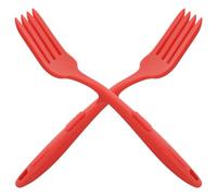Zerodeko Tenedor de Pasta de Cocina de Silicona Roja, 2 Piezas, Superficie Lisa y Resistente, Adecuado para Mezclar Ensaladas y Cocinar Espaguetis
