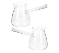 Zerodeko Tetera de Vidrio Borosilicato 450 Ml 2 Unidades Asa Lateral Transparente para Calentar Té y Leche Portátil para Cocina y Hogar Estilo Aleatorio