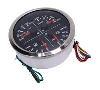 Zerodis 110 Mm 4 en 1 Medidor de Multifunción 0-150 PSI Presión de Nivel de Voltímetro de Temperatura de Agua para Camiones de Yates de Autocaravanas (Bisel plateado con esfera negra)