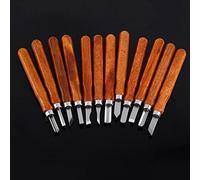 Zerodis 12 Cuchillos para Tallar, Hojas de Acero con Alto Contenido de Carbono, Mangos de Madera Ergonómicos, Ideales para Proyectos de Carpintería y Artesanía