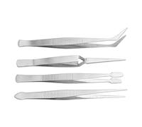 Zerodis 4 Pinzas de Acero Inoxidable, Ergonómicas, de Punta Larga y Curva, de Alta Resistencia, Multiusos, para Máquina de Coser, Herramienta de Precisión para Reparación de