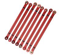Zerodis Actualización del Kit de Varilla de Tracción de Metal para Coche sobre Orugas Axial SCX10 1/10, Alta Simulación y Peso Ligero, Color Titanio Rojo Negro, 8 Piezas (Rojo)