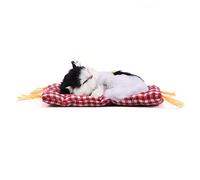 Zerodis Adorable Gato Durmiente con Cama de Felpa Suave y Sonido simulado, Juguetes de Peluche Rellenos El para ni?os y ni?as en Edad Preescolar(Negro + Blanco)