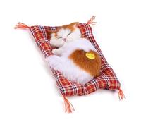 Zerodis Adorable Gato Durmiente con Cama de Felpa Suave y Sonido simulado, Juguetes de Peluche Rellenos El m¨¢s Popular para ni?os y ni?as en Edad Preescolar(Amarillo + Blanco)