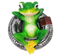 Zerodis Adorno de Estanque de Ranas, Estatua Flotante de Resina para Jardín con Anillo de Natación, Estatuilla Que No Destiñe para Estatuilla de Patio de Casa (Rana tumbada en el neumático)