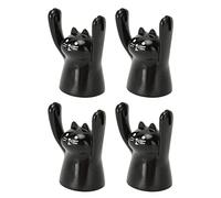Zerodis Adornos Lindo Estilo de Gato Portanotas de Resina con Colores Vibrantes para Decoración de Mesa de Oficina de Fiesta de Bodas 4 Piezas Foto de Dibujos Animados (Gato Negro)