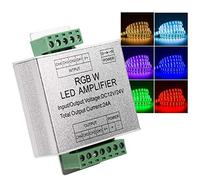 Zerodis Amplificador de señal RGBW, DC12-24V 24A Circuito de salida de 4 canales Carcasa de aluminio Controlador de tira de LED Repetidor de señal de datos para proyectos de LED de larga distancia