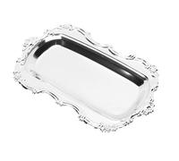 Zerodis Bandeja de Joyería Organizador de Platos de Baratijas Bandeja Decorativa Vintage de Aleación de Aluminio de Estilo Europeo con Relieve Intrincado para Fiestas Hora del té (SILVER)