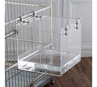 Zerodis Bañera Acrílica para Pájaros, Caja de Ducha Duradera con Ganchos de Acero Inoxidable para Loros, Cubo de 6,3 Pulgadas Adecuado para Jaulas de Pájaros (Color Transparente L)
