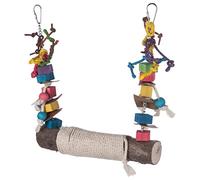 Zerodis Bird Toys Juguete para Masticar de Madera para Loros con Diseño de Rama Texturizada Que Promueve la Salud del Pico y Las Uñas para Pájaros Grandes y Medianos, Percha Natural para Columpio