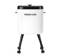 Zerodis Bote de Basura de Cocina con Patas con Ruedas, Capacidad de 15L, Tapa Abierta Deslizante, Cubo de Basura Alto y Estrecho para Dormitorio, Baño, Sala de Estar (blanco crema)