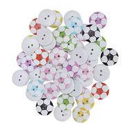 Zerodis Botones De Materiales para Ropa, Botones Decorativos con Patrón De Fútbol para Manualidades De Costura DIY, Ropa para Niños, 50 Uds. De Madera Colorida