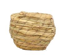 Zerodis Cabaña de Hierba para Pájaros, Pajarera Tejida a Mano para Pájaros Pequeños, Nido Cómodo con Césped Natural, para Periquitos, Periquitos, Loros, Pinzones, Gorriones