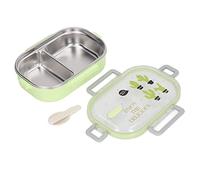 Zerodis Caja de Almuerzo con Aislamiento Térmico Compartimento Forro Contenedor para Estudiantes Niños Acero Inoxidable con Silicona (Cactus Verde Transparente)
