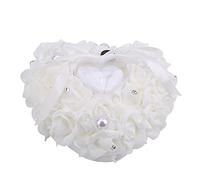 Zerodis Caja para Anillos en Forma de Corazón, Caja para Anillos de Regalo, Cojín para Bodas, Compromiso, Matrimonio, Aniversario, Día de San Valentín, Cumpleaños, con Cubierta (WHITE)
