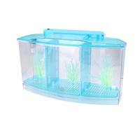Zerodis Caja para Cría de Peces de Triple Cámara, Acrílico Transparente con Luces LED, Ideal para Aislamiento de Alevines Guppy y Betta (Blue)
