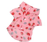 Zerodis Camisas Hawaianas para Perros con Estampado de Fresas, Algodón, Ligeras, Cuello con Botones, Ropa para Mascotas de Primavera y Verano (S)