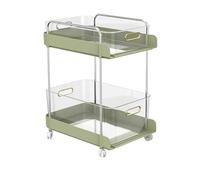 Zerodis Carro de Almacenamiento Rodante de 2 Capas, Estantes de Despensa Móviles Multiusos con 4 Ruedas Giratorias, Gran Espacio, Estantería de Almacenamiento con Rodamientos de Alta (Verde Ancho)