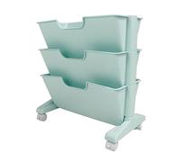Zerodis Carro de Estantería Móvil, Estantería Móvil PP PS con Almacenamiento de 3 Niveles y Ruedas de Bloqueo, Estante de Almacenamiento de Libros Que Ahorra Espacio para Dormitorio, Oficina, (Blue)