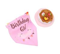 Zerodis Conjunto de Gorro y Bufanda de Cumpleaños para Perros, Traje de Cumpleaños de Nailon de Franela para Perros Pequeños, Medianos y Grandes con Banda Elástica Ajustable para (Conjunto de Polvo