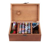 Zerodis Costurero de Madera, Caja de costura de madera retra del organizador de costura elegante del estilo retro de Wozee