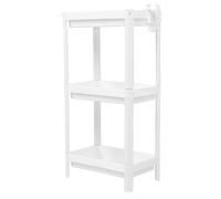 Zerodis Estante de Torre para Baño, Estante de Almacenamiento Estrecho de Plástico, Gabinete de Piso Independiente de 2, 3 y 4 Niveles con Ganchos y Ruedas Opcionales para Baño, Inodoro, Cocina, (3