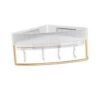 Zerodis Estantería de Esquina para Pared con Cesta, Cesta Triangular de Almacenamiento Montada en la Pared, Instalación sin Taladros, Material Impermeable para Organización del Baño y el