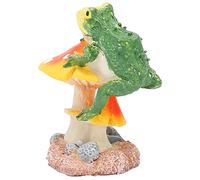 Zerodis Estatua de Animal de Rana con Seta, Adorno de Jardín, Decoración de Bonsái de Micropaisaje para Estatuilla de Césped (Hongo Rojo Rana)