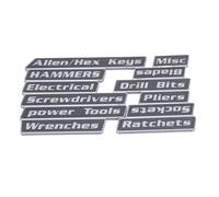 Zerodis Etiquetas para Cajas de Herramientas, Etiquetas Magnéticas para Cajas de Herramientas con Imanes Fuertes para de de Acero, 12 Piezas Magnéticas PLA Impresas en (BLACK)