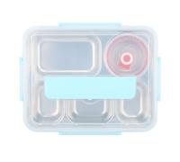 Zerodis Fiambreras Box Box Recipientes Portátiles a Prueba de Fugas para Almuerzo con 5 Compartimentos para Adultos Equipados con Palillos Cuchara Tazón de Sopa Almuerzo de Acero Inoxidable de Metal