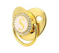 Zerodis Golden Alphabet Bling Baby Schnuller Clips de Material Seguro Durante 6-18 Meses bebé (Carta S)