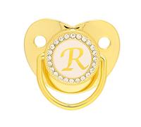 Zerodis Golden Alphabet Bling Baby Schnuller Clips de Material Seguro Durante 6-18 Meses bebé (Carta R)